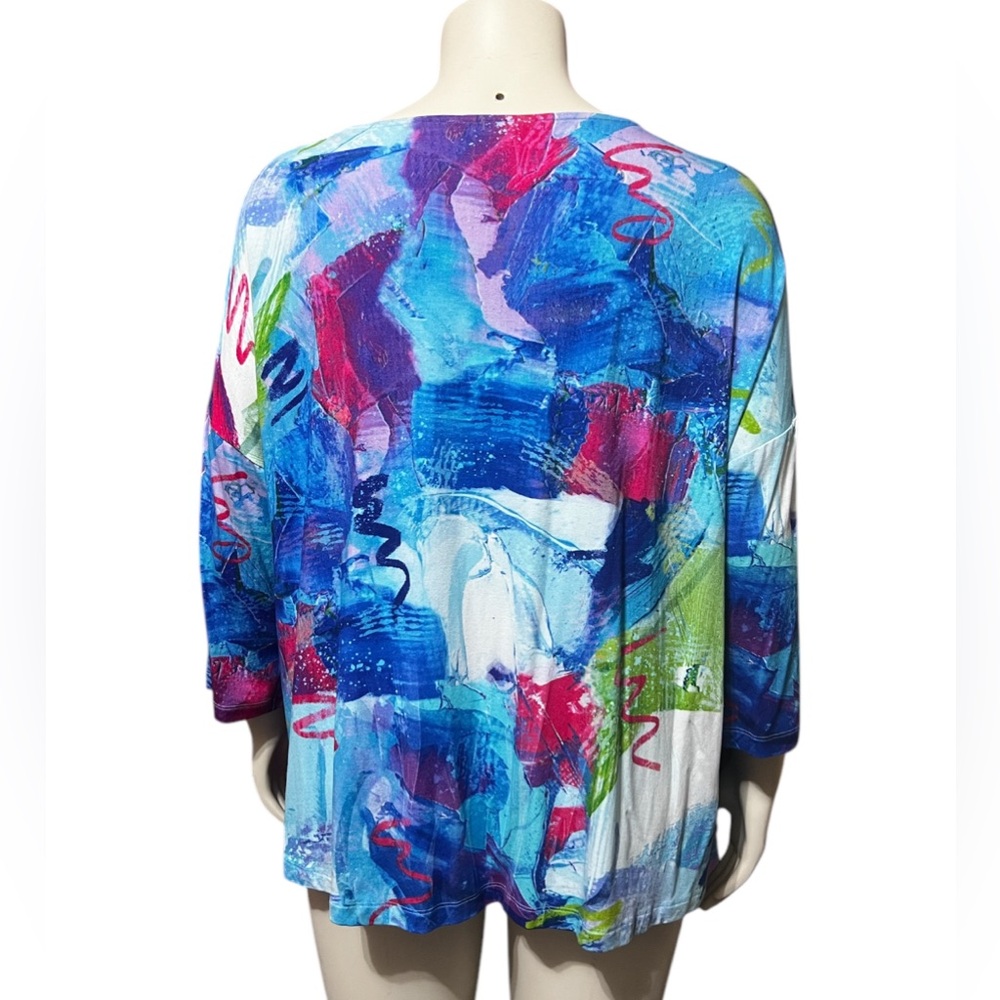 NWT Ali Miles Plus Size 1X Abstract Multi Print Tunic Top - Picture 5 of 10